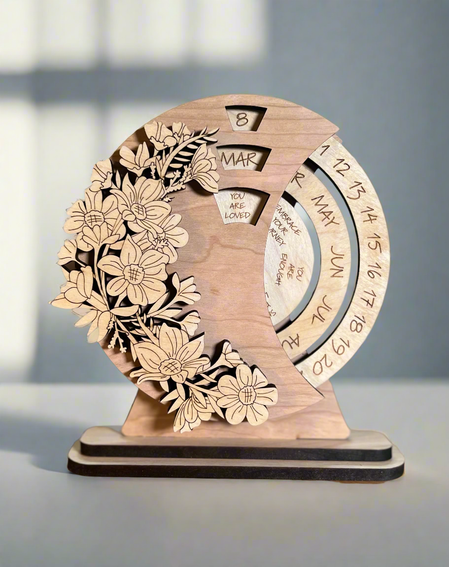 Perpetual calendar | Perpetual Calendar for Desk | Rotating Calendar | Forever Calendar | Inspirational Calendar | Perpetual Desk Calendar | Reusable Calendar | 3D Calendar | Wooden Calendar |