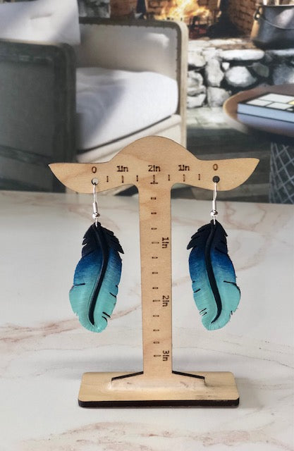 Western Leather Feather Accessories in Navy Blue Earrings | Cool Earrings, bracelets and keychain for Festivals