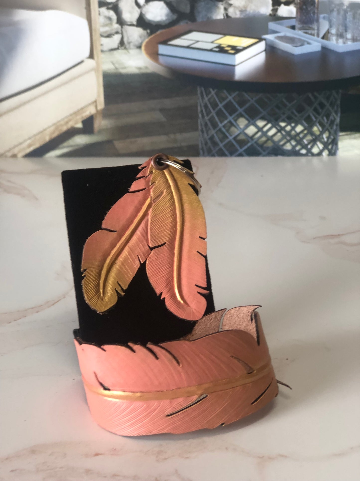 Cowgirl Boots Accessories | Painted Gold/Salmon Western Leather | Cowgirl Bachelorette Earrings, bracelet and keychain