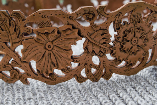 Genuine Leather Hand Tooled Women's Belt | Handmade western bridal belt