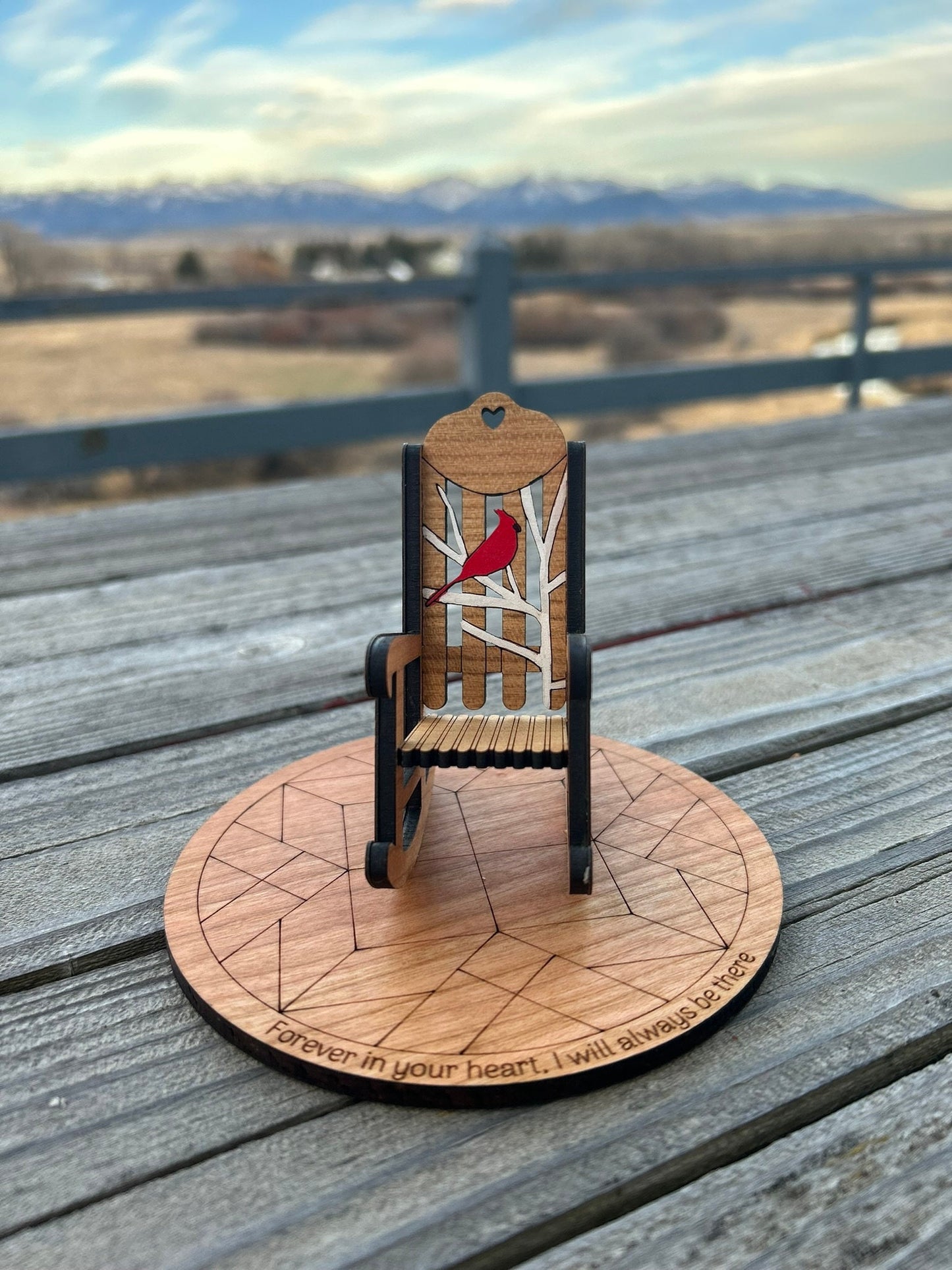 Thoughtful Gift for Grieving Friends| Cardinal Memorial Ornament | Cardinal Design Rocking Chair | Customized Memorial Christmas Ornament |