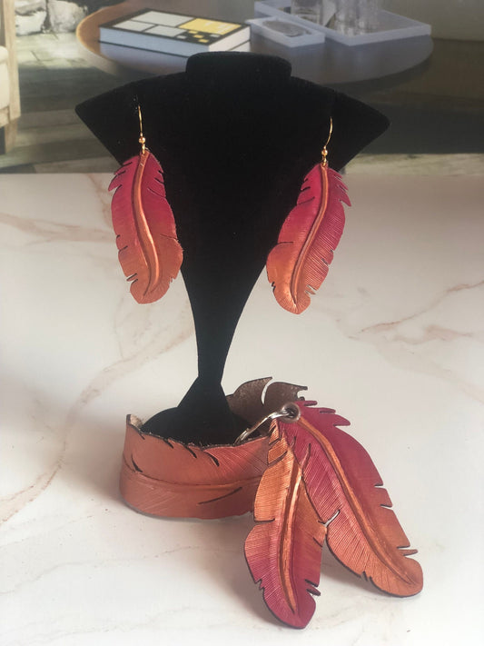 Western Leather Feather Earrings | Cowgirl Bachelorette Party Accessory