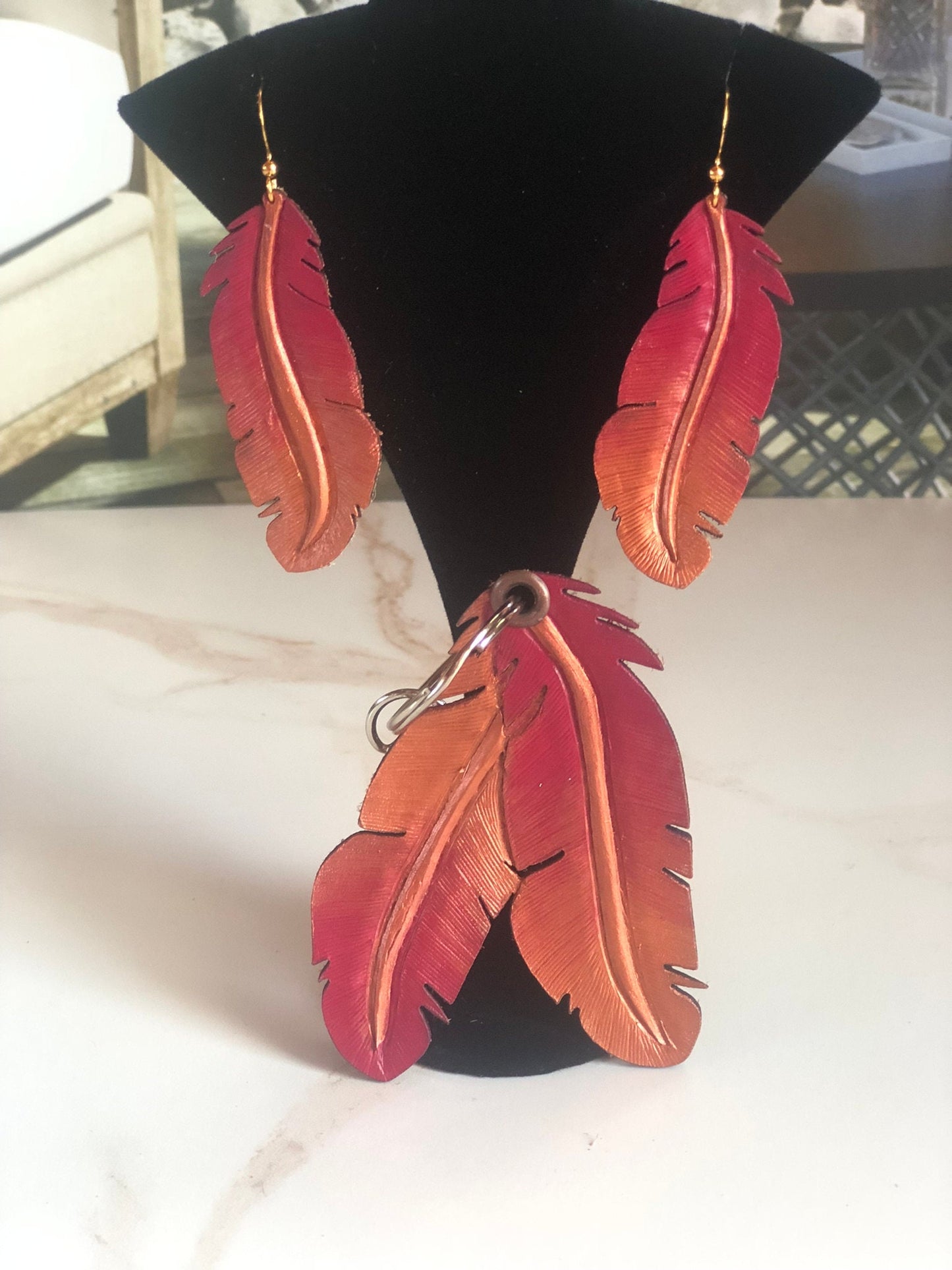 Western Leather Feather Earrings | Cowgirl Bachelorette Party Accessory