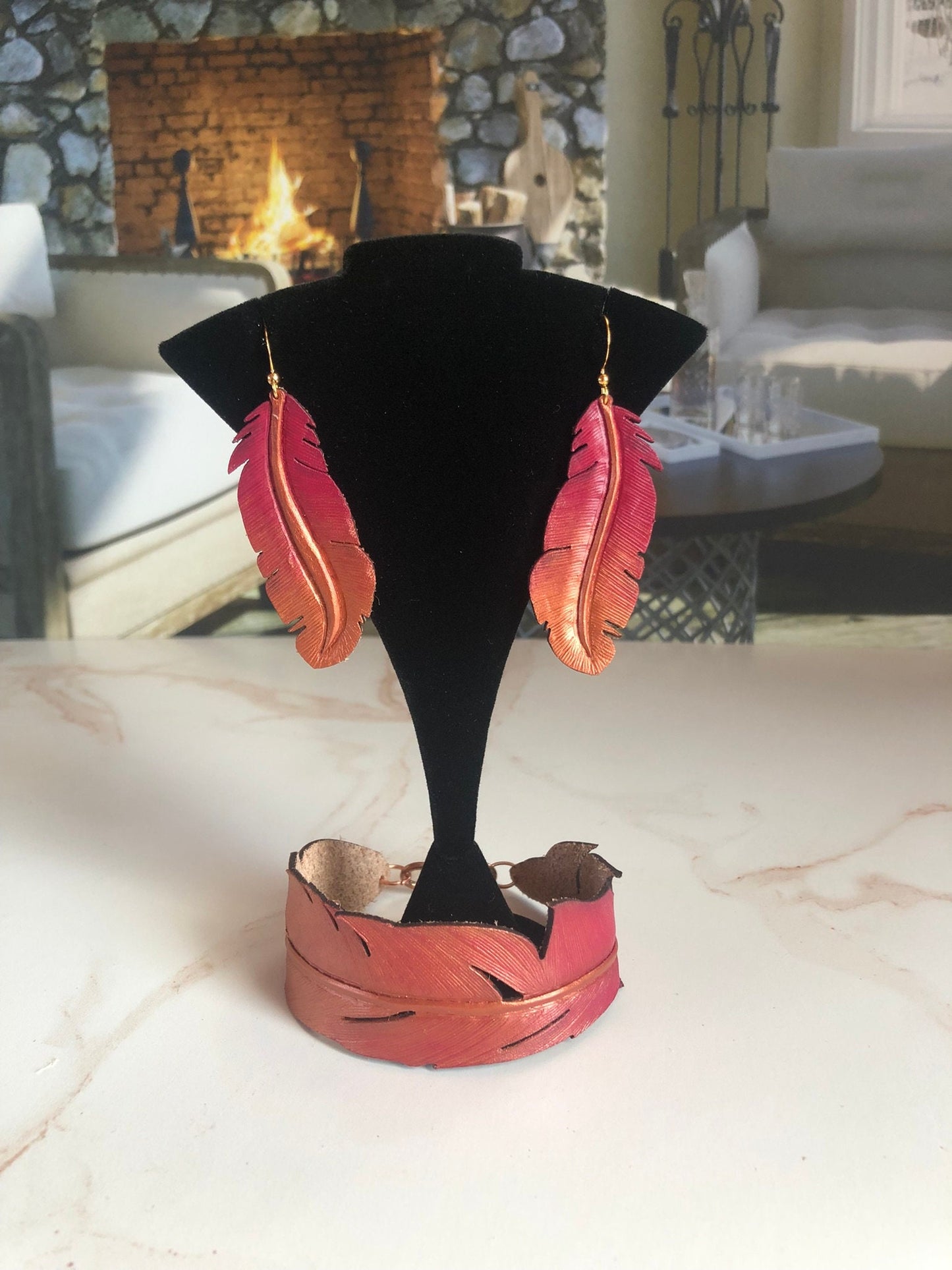 Western Leather Feather Earrings | Cowgirl Bachelorette Party Accessory