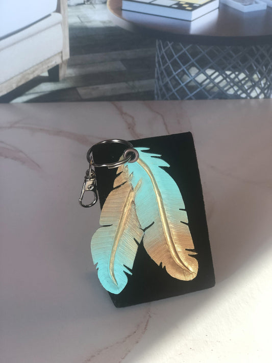 Western Leather Feather Earrings in Light Blue, Cool Earrings for Festivals, Carved Feather, Western Jewelry, Gold Earring, Western Bracelet