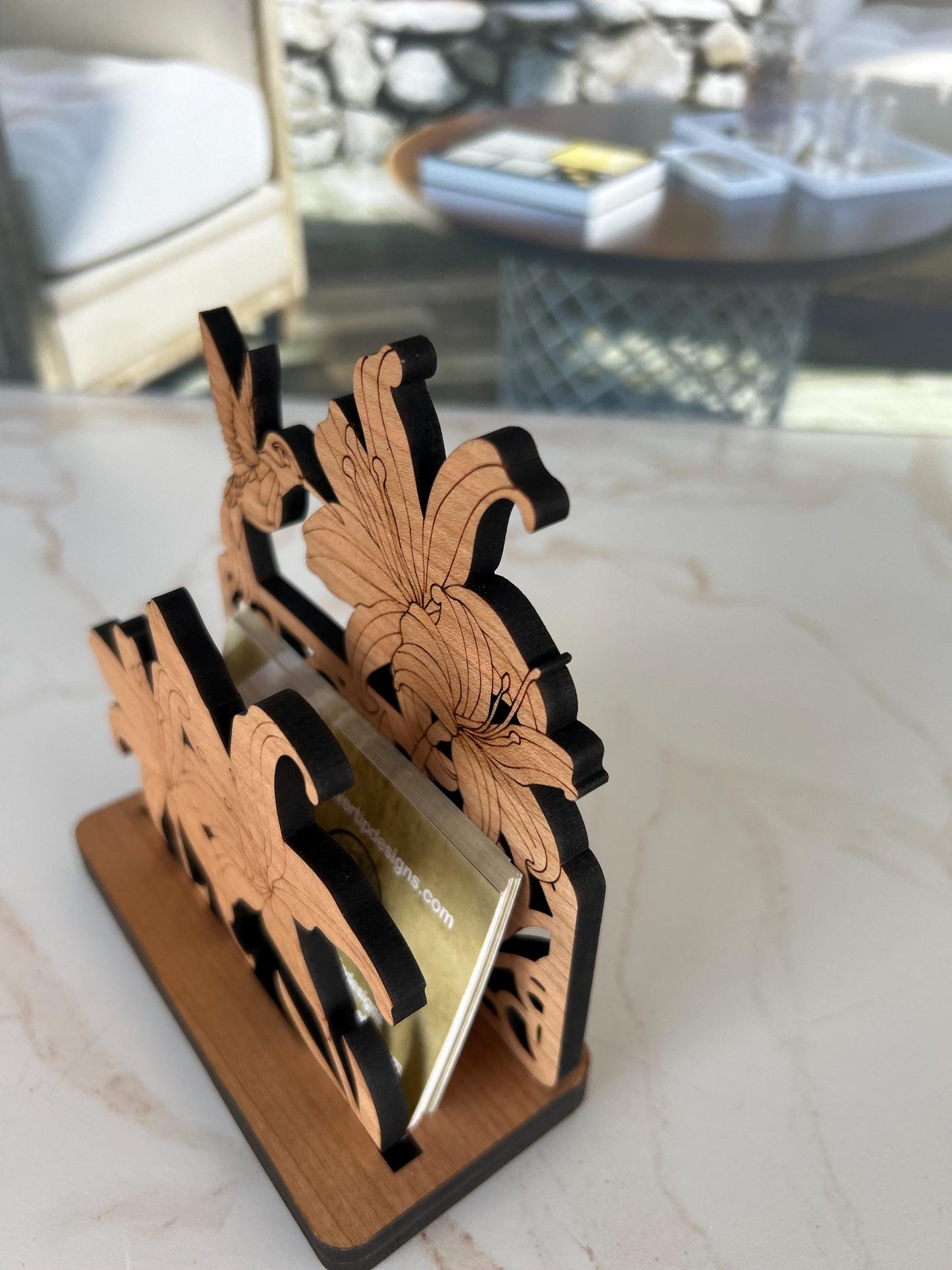 Nature Business Card Holder, Desk Decor, Wood Desk Organizer, Pen Organizer, Office Desk Accessories, Card Holder for Desk, Cubicle Decor