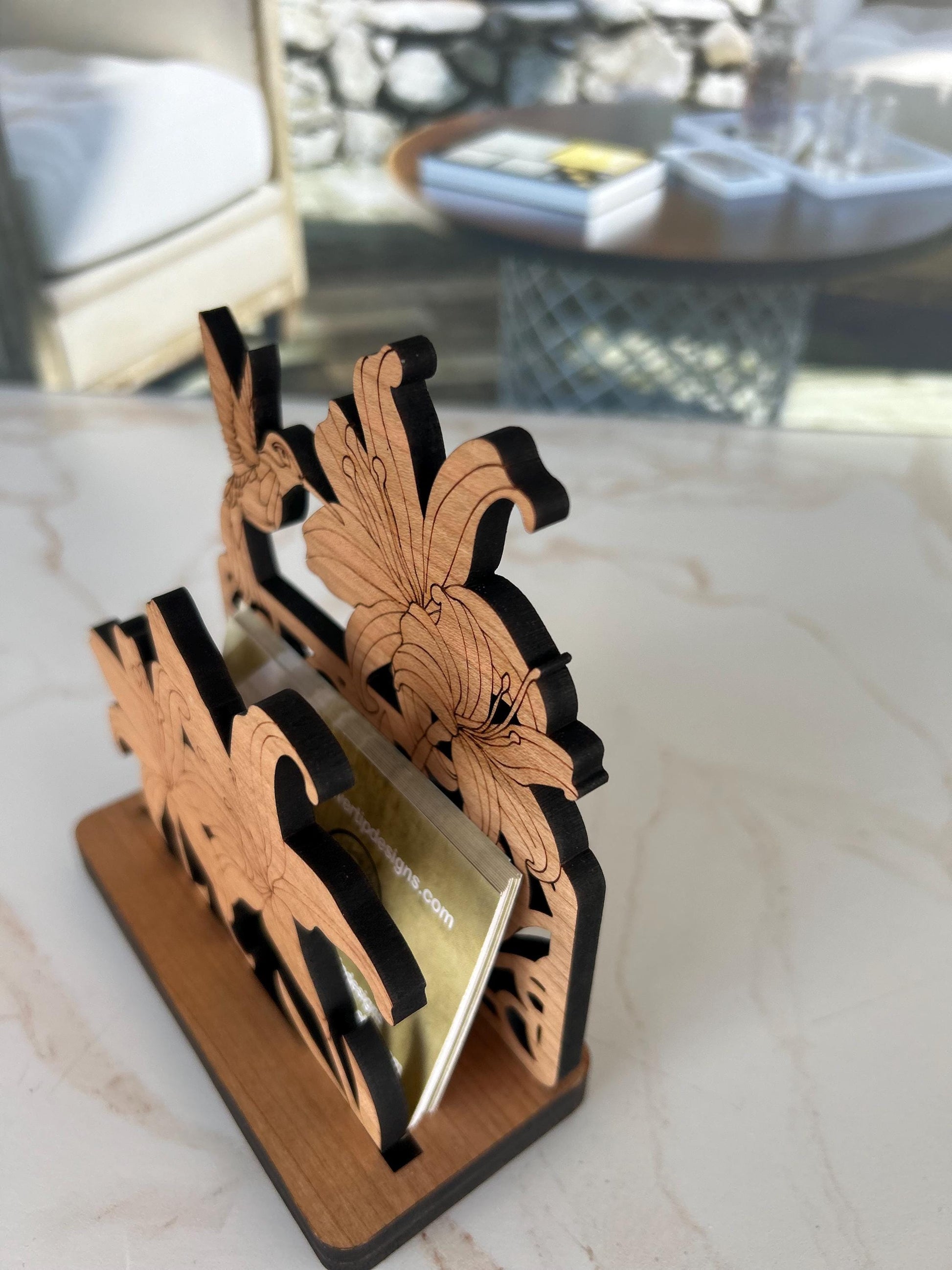 Nature Business Card Holder, Desk Decor, Wood Desk Organizer, Pen Organizer, Office Desk Accessories, Card Holder for Desk, Cubicle Decor