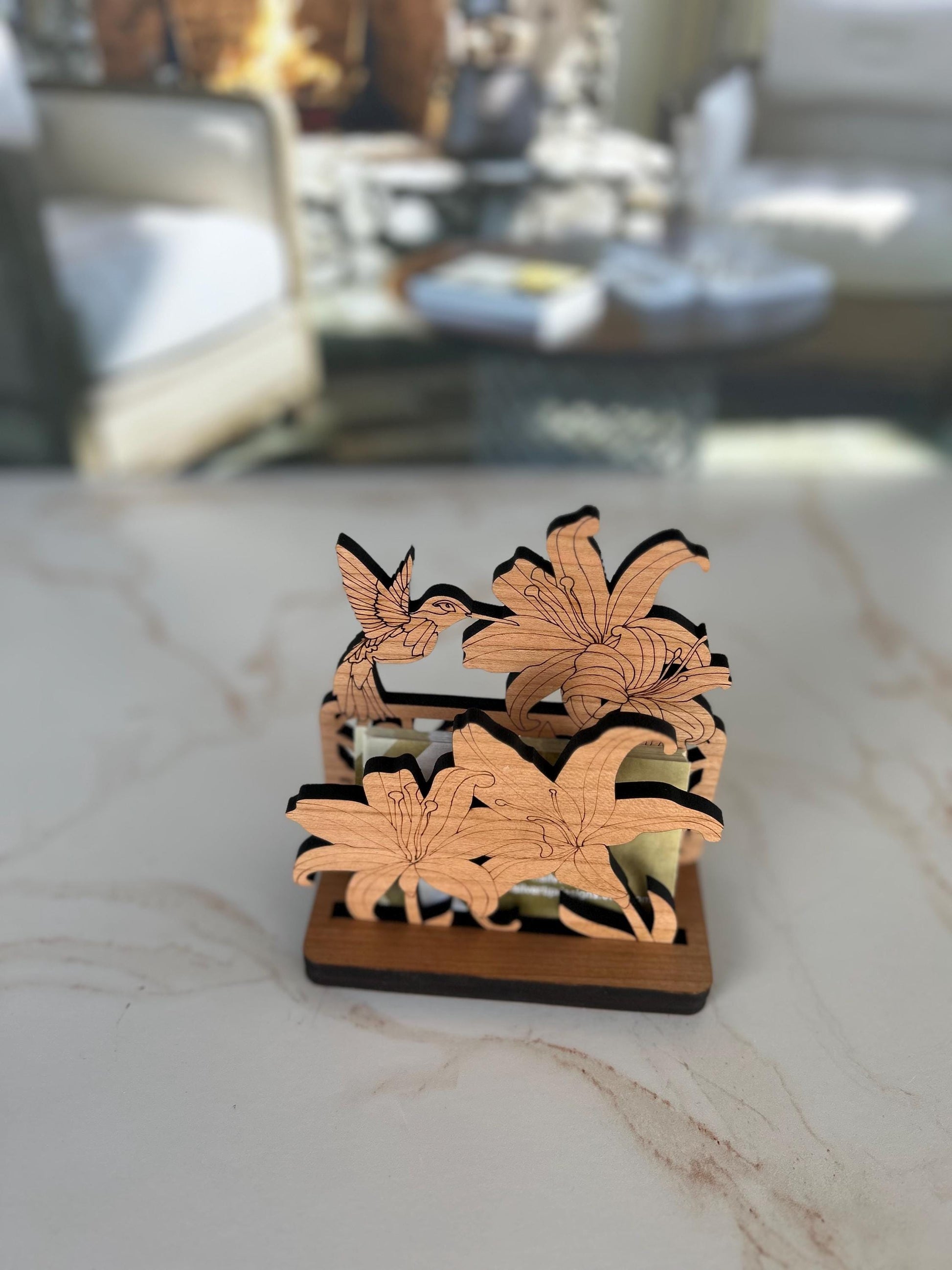 Nature Business Card Holder, Desk Decor, Wood Desk Organizer, Pen Organizer, Office Desk Accessories, Card Holder for Desk, Cubicle Decor