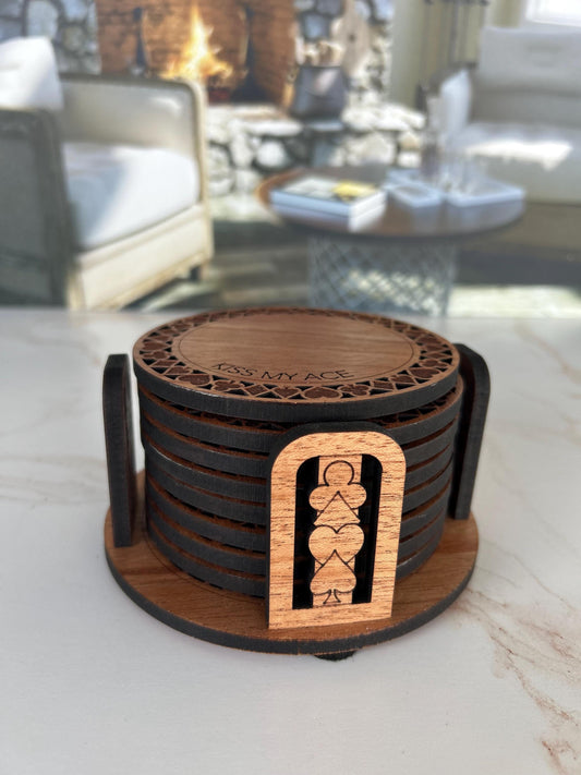 Wooden Coaster Set, Wooden Drink Coasters, Game Day Coasters, Beer Coasters, Custom Wood Coasters, Poker Night Coaster, Handcrafted Coasters