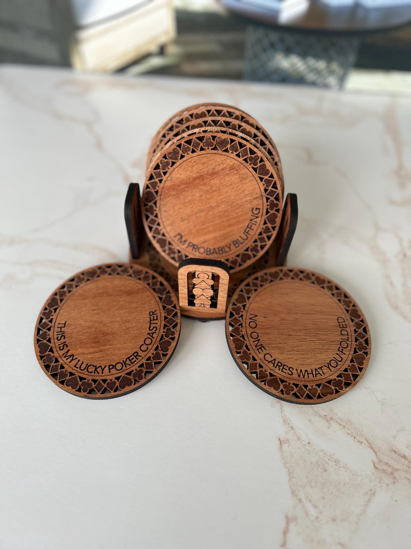 Wooden Coaster Set, Wooden Drink Coasters, Game Day Coasters, Beer Coasters, Custom Wood Coasters, Poker Night Coaster, Handcrafted Coasters