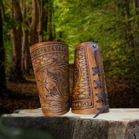 Tooled Leather Western Riding Cuffs