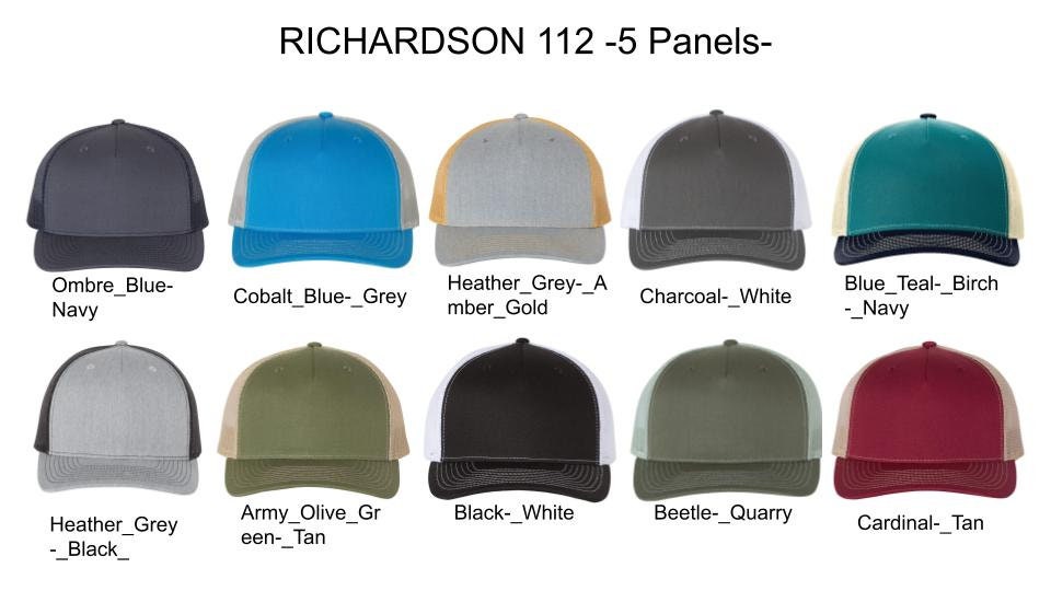 Hats with Custom Leather Patch | Veg Tan Genuine Leather Patch | Richardson Trucker Hat with Leatherette or Leather Patch