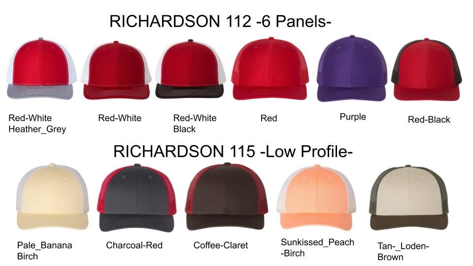 Hats with Custom Leather Patch | Veg Tan Genuine Leather Patch | Richardson Trucker Hat with Leatherette or Leather Patch