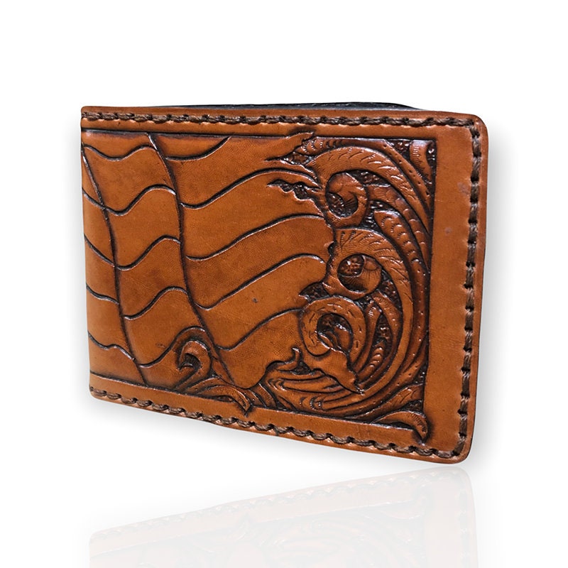 Mens Leather Wallet, dad wallet gift, Gift for Man, Cardholder, Husband Gift, Wallet for Men, Custom Flag Leather Wallet, Credit Card Wallet