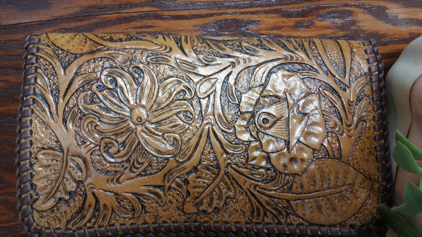 Leather Checkbook Cover | Tooled Leather Check book Cover | Leather goods made to order