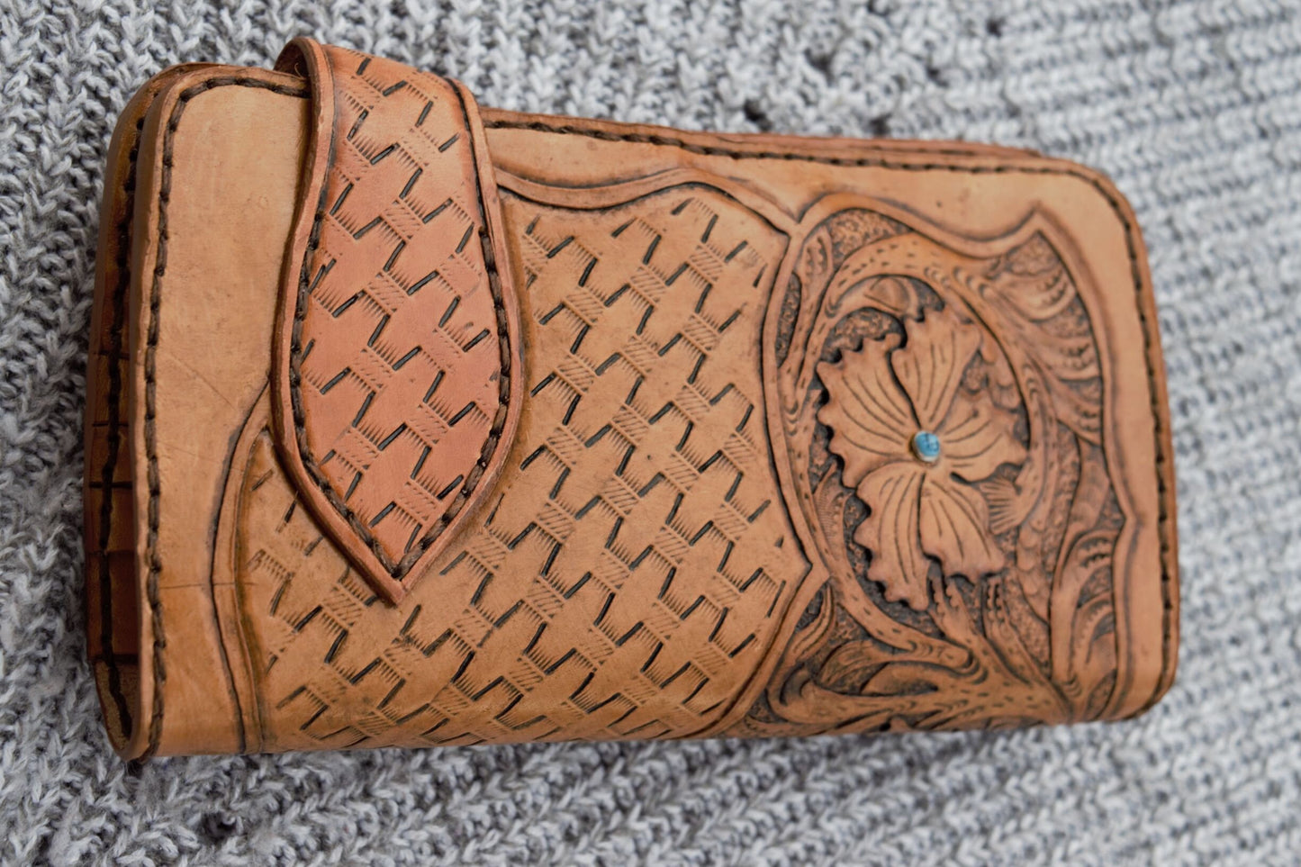 Hand Tooled and Doubled Hand Stitched Ladies Wallet | Handmade Wallets for Women