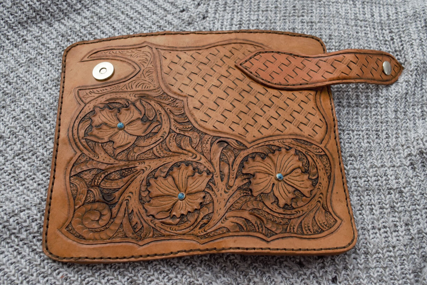 Hand Tooled and Doubled Hand Stitched Ladies Wallet | Handmade Wallets for Women