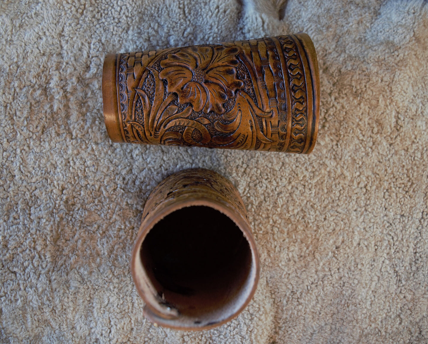 Tooled Leather Western Riding Cuffs