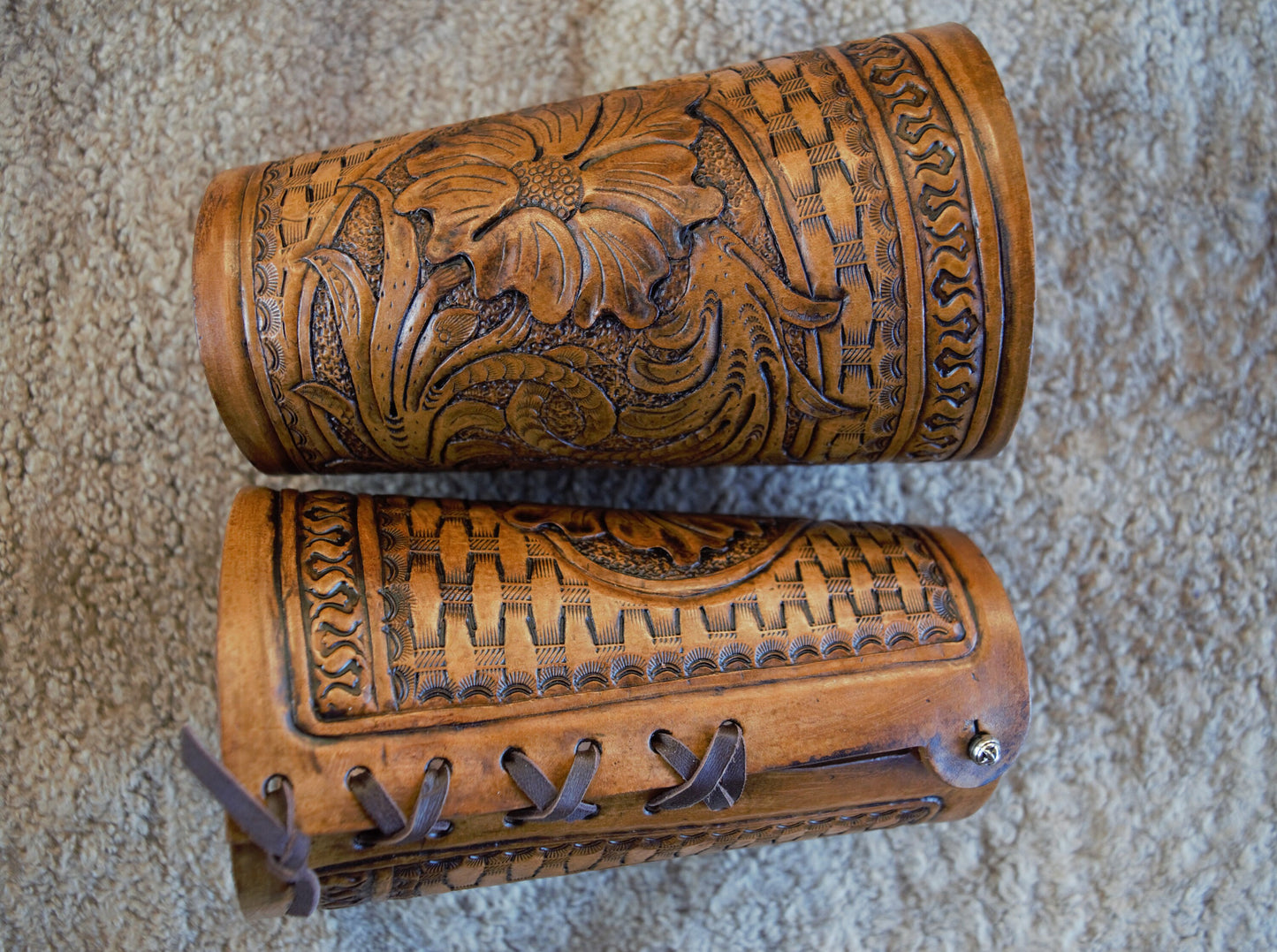 Tooled Leather Western Riding Cuffs