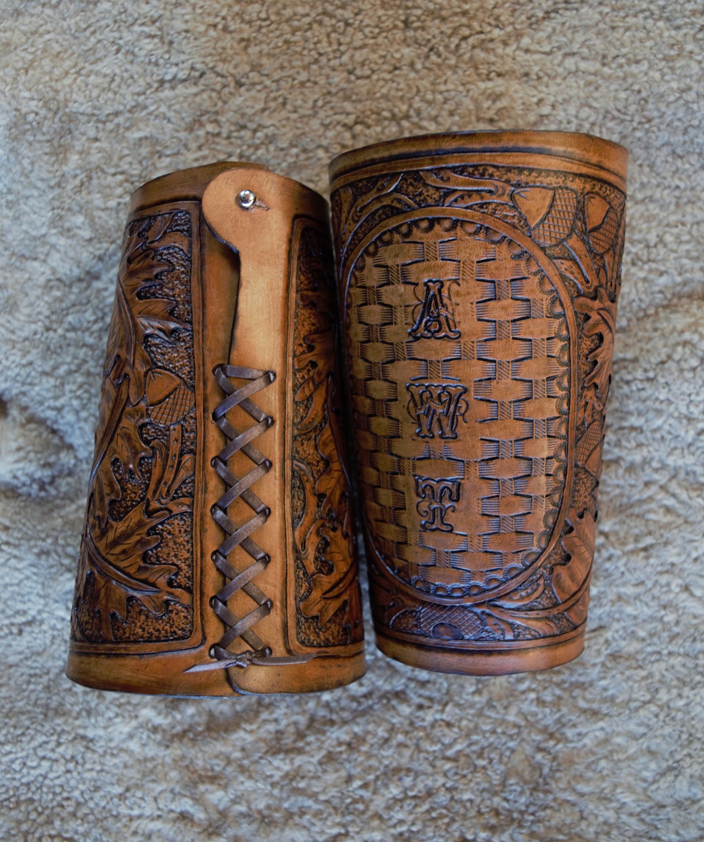 Tooled Leather Western Riding Cuffs