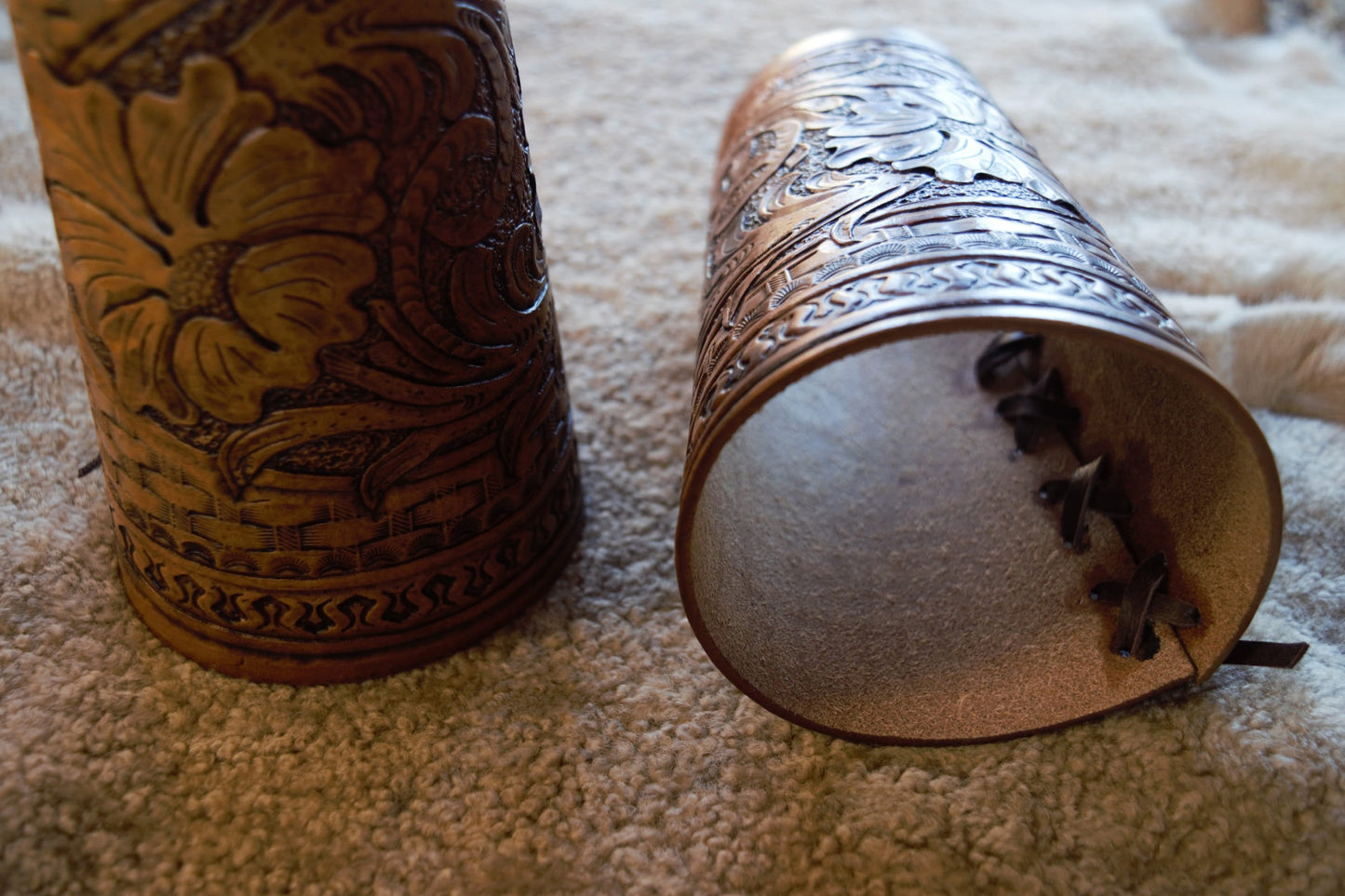 Tooled Leather Western Riding Cuffs