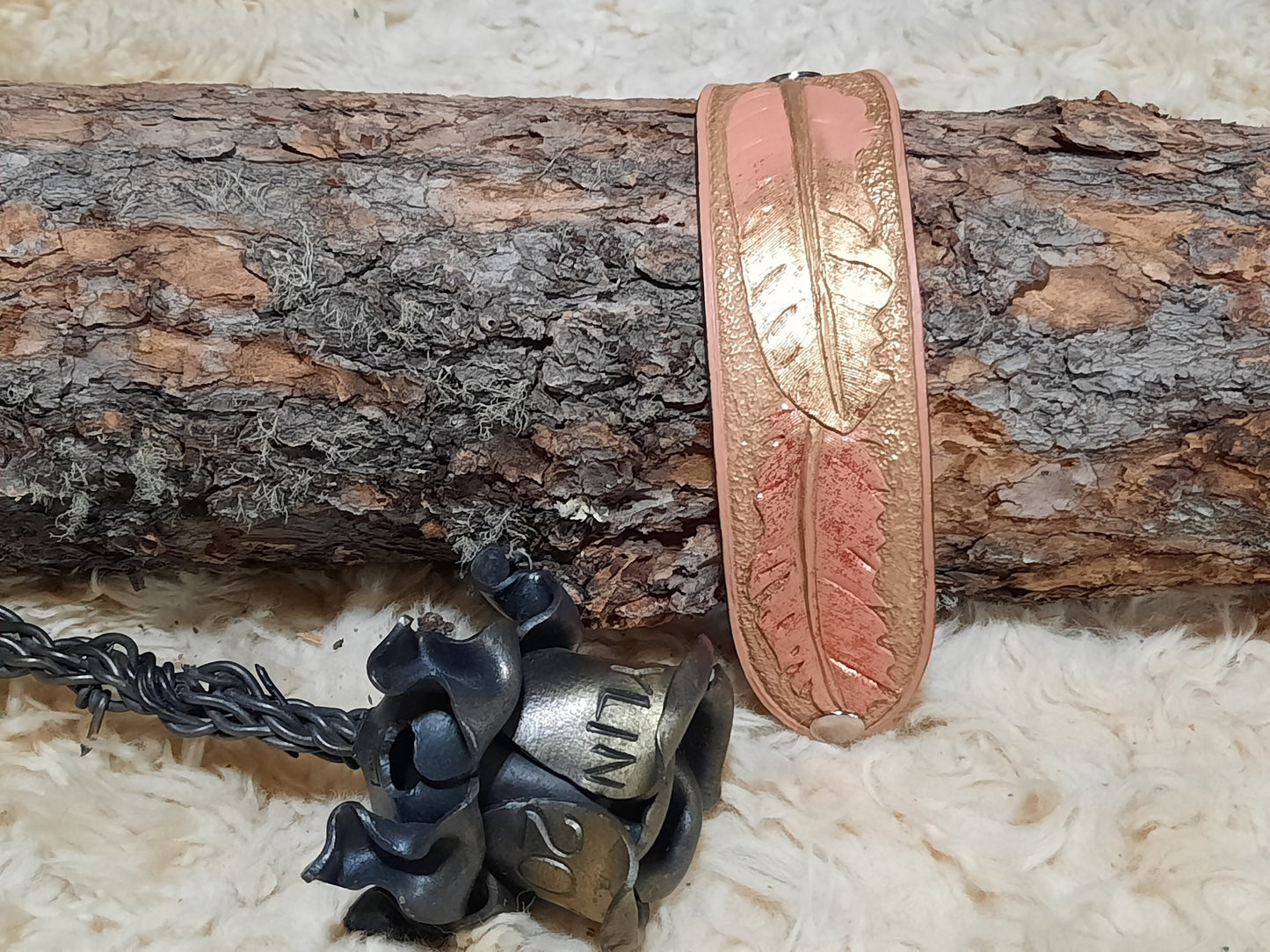 Handmade Gift for her | Tooling Leather Hide Cuff | Tooled leather Jewelry