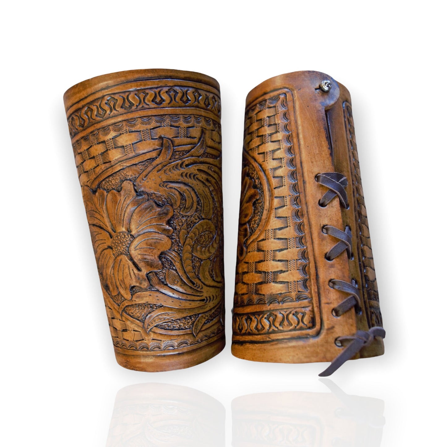 Tooled Leather Western Riding Cuffs