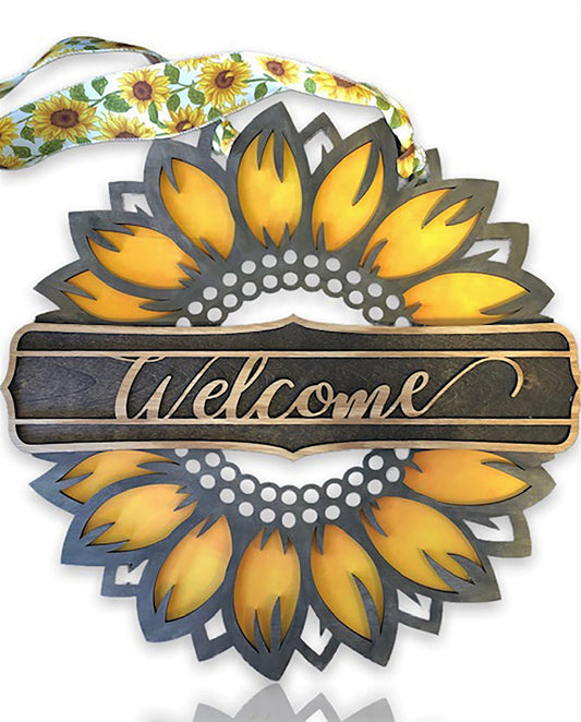 Art Kits for Adults | Sunflower painting | Sunflower Door Wreath | Door Hanger for Painting | DIY Door Hanger Gift for Her