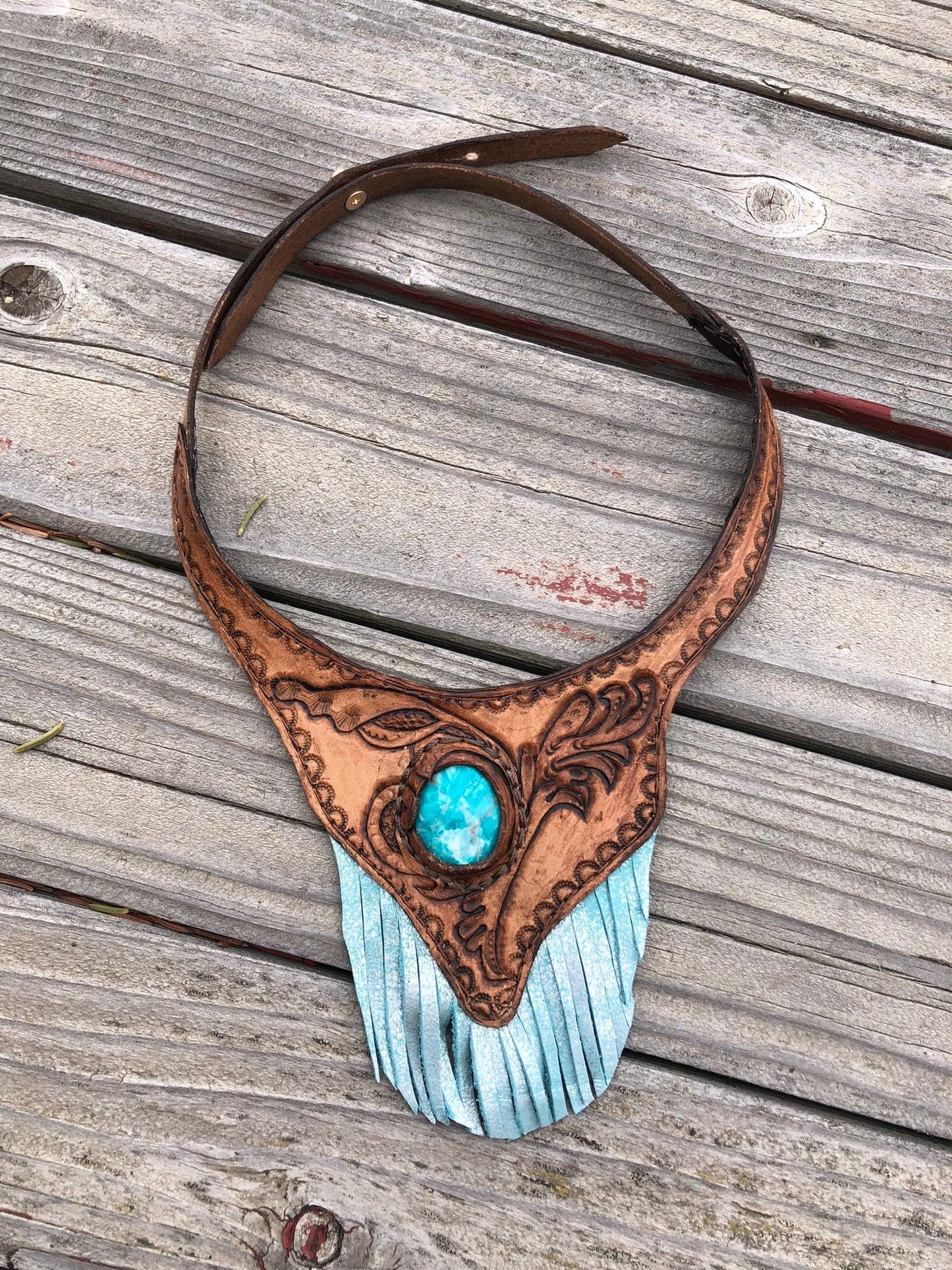 Western Leather Necklace with Leather Fringe | Cowgirl Boots Accessories