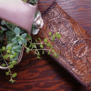 Hand Tooled Leather Checkbook Cover: Custom Made to Order