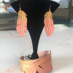Hand Carved Leather Feather Earrings: Western Cowgirl Jewelry