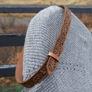 Hand Tooled Leather Belt: Acorn Maple Leaf Design