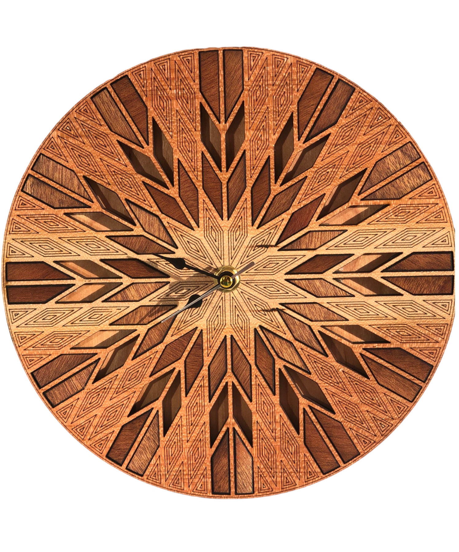 Small wall clock, quilted wooden wall decor, vintage farmhouse style clock - Image 4