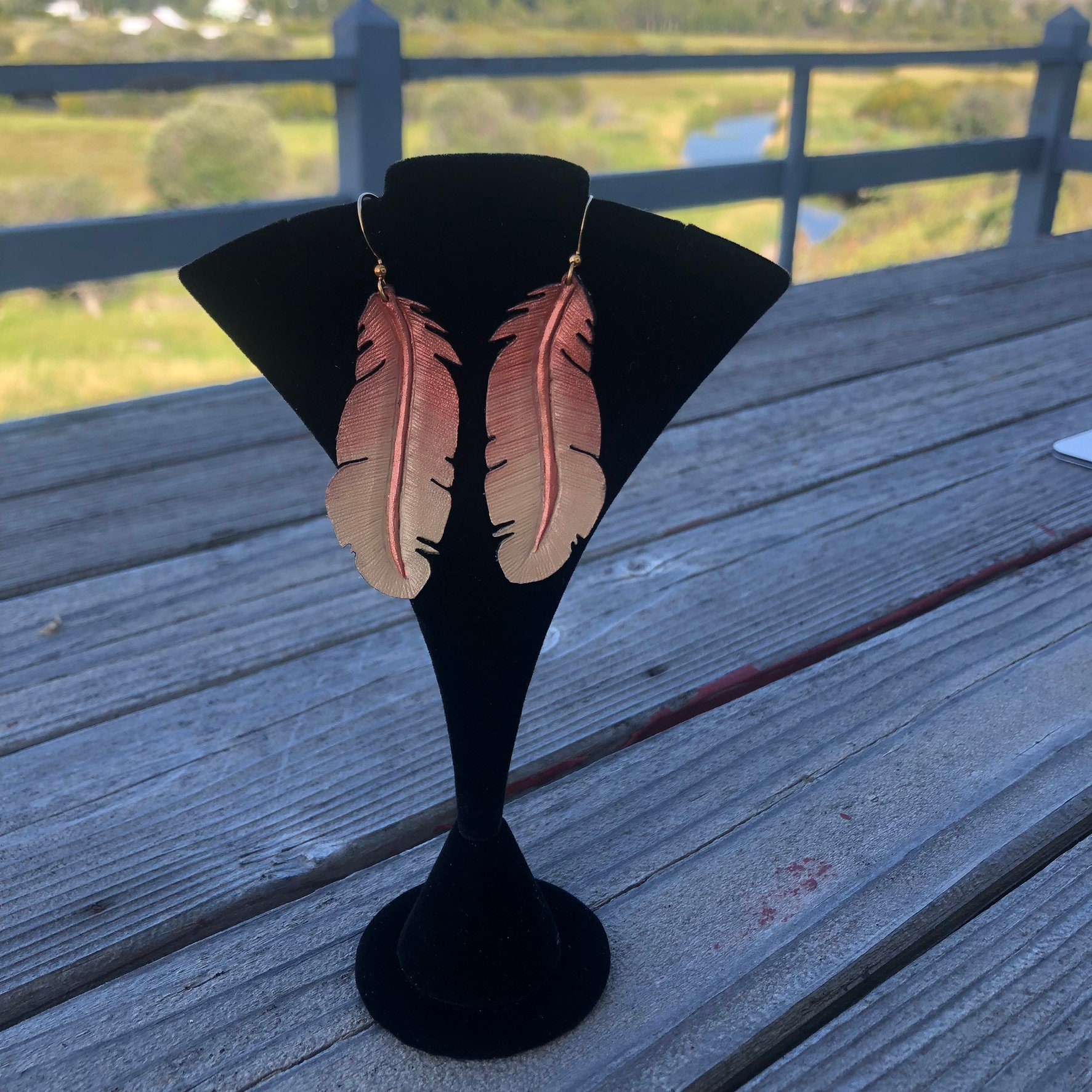 Western Leather Feather Earrings | Cowgirl Bachelorette Party Accessories - Image 6