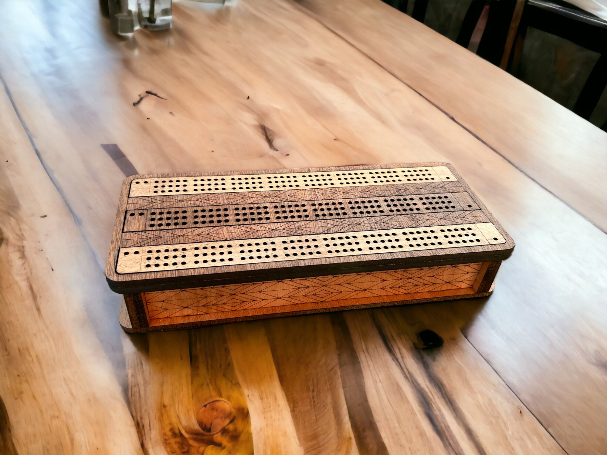 Personalized Wooden Travel Cribbage Board with Card & Peg Storage – Custom Engraved Portable Game for Road Trips, Cabins, Groomsmen Gifts - Image 6