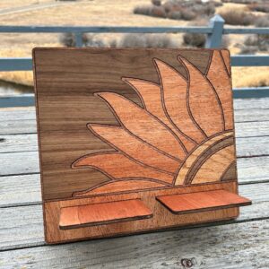 Customized Sunflower Wood Tablet Stand: Cookbook Holder