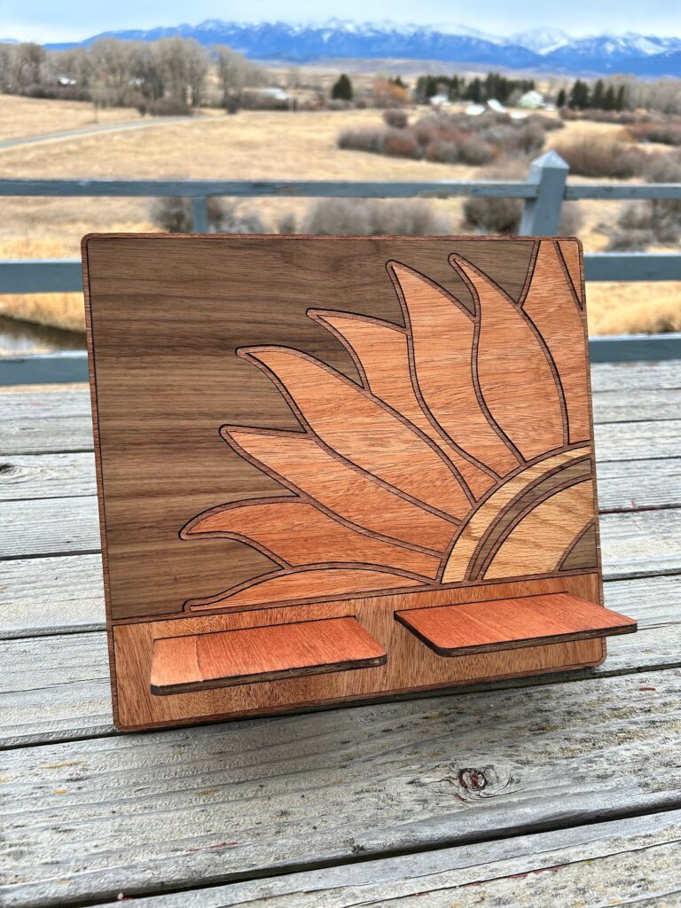Customized Sunflower Wood Tablet Stand: Cookbook Holder