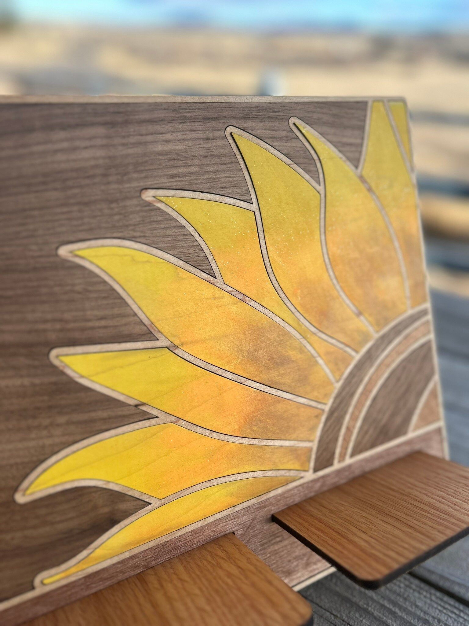 Customized Sunflower Wood Tablet Stand: Cookbook Holder - Image 11