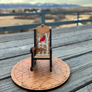 Cardinal Memorial Ornament: Personalized Rocking Chair, Cherry Wood