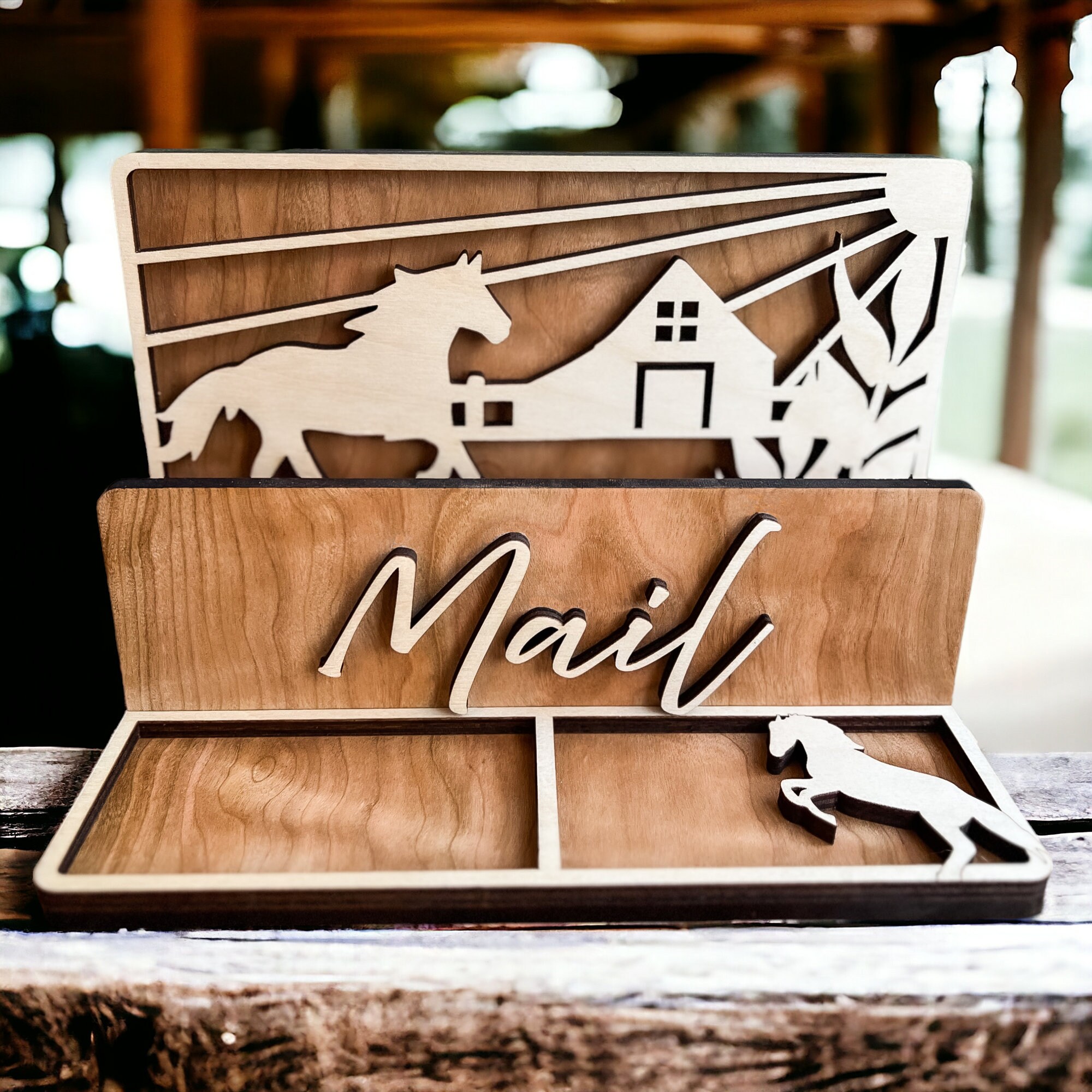 Personalized Wood Mail Holder: Entryway Key and Trinket Organizer - Image 3