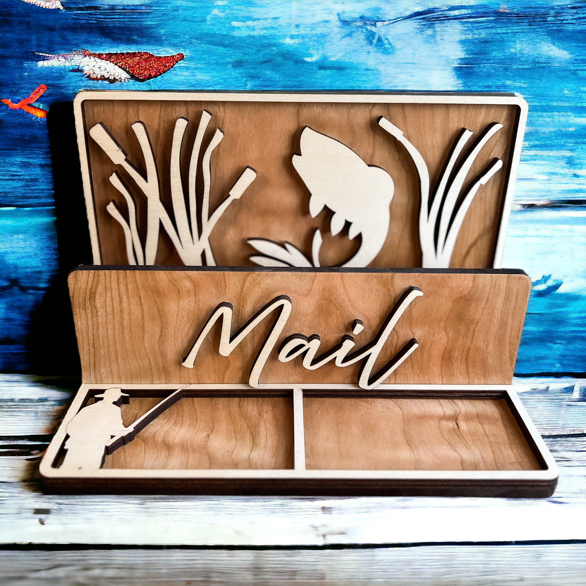 Personalized Wood Mail Holder: Entryway Key and Trinket Organizer - Image 5