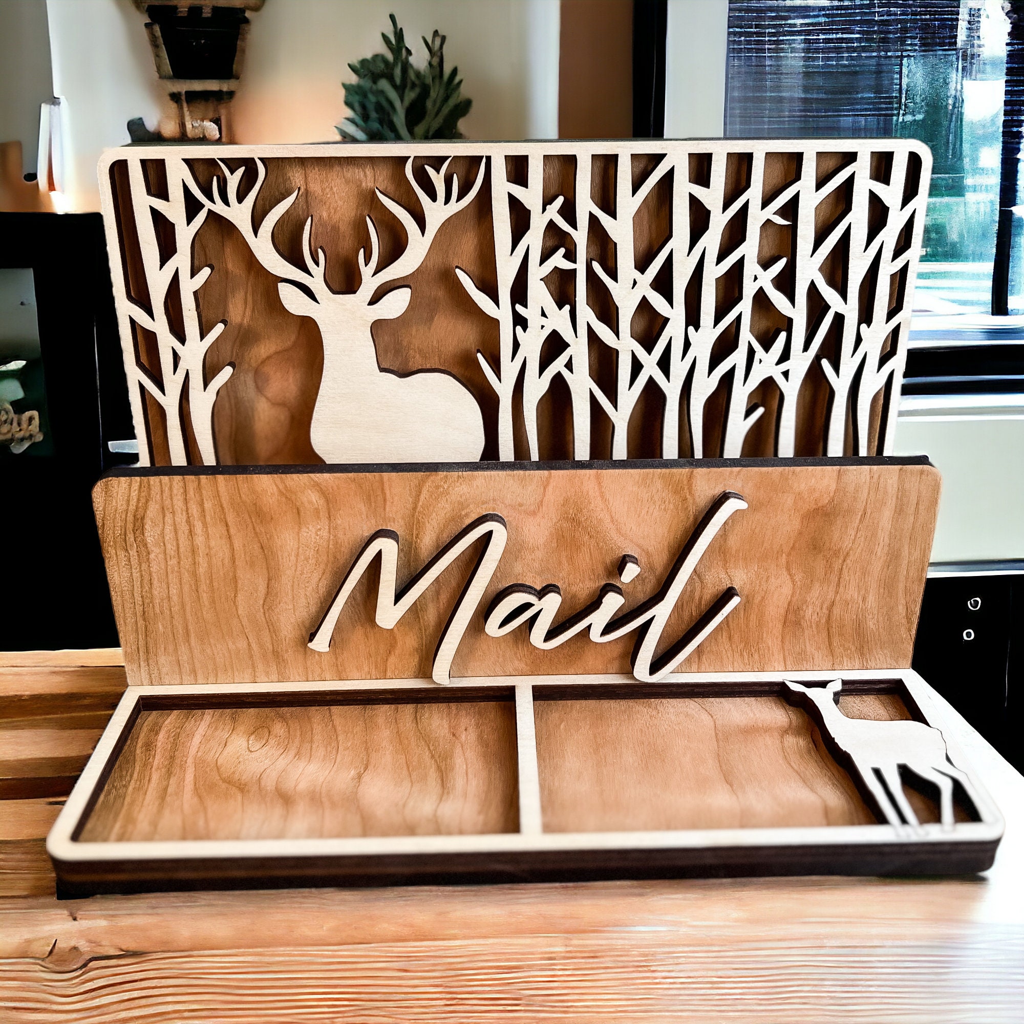Personalized Wood Mail Holder: Entryway Key and Trinket Organizer - Image 4