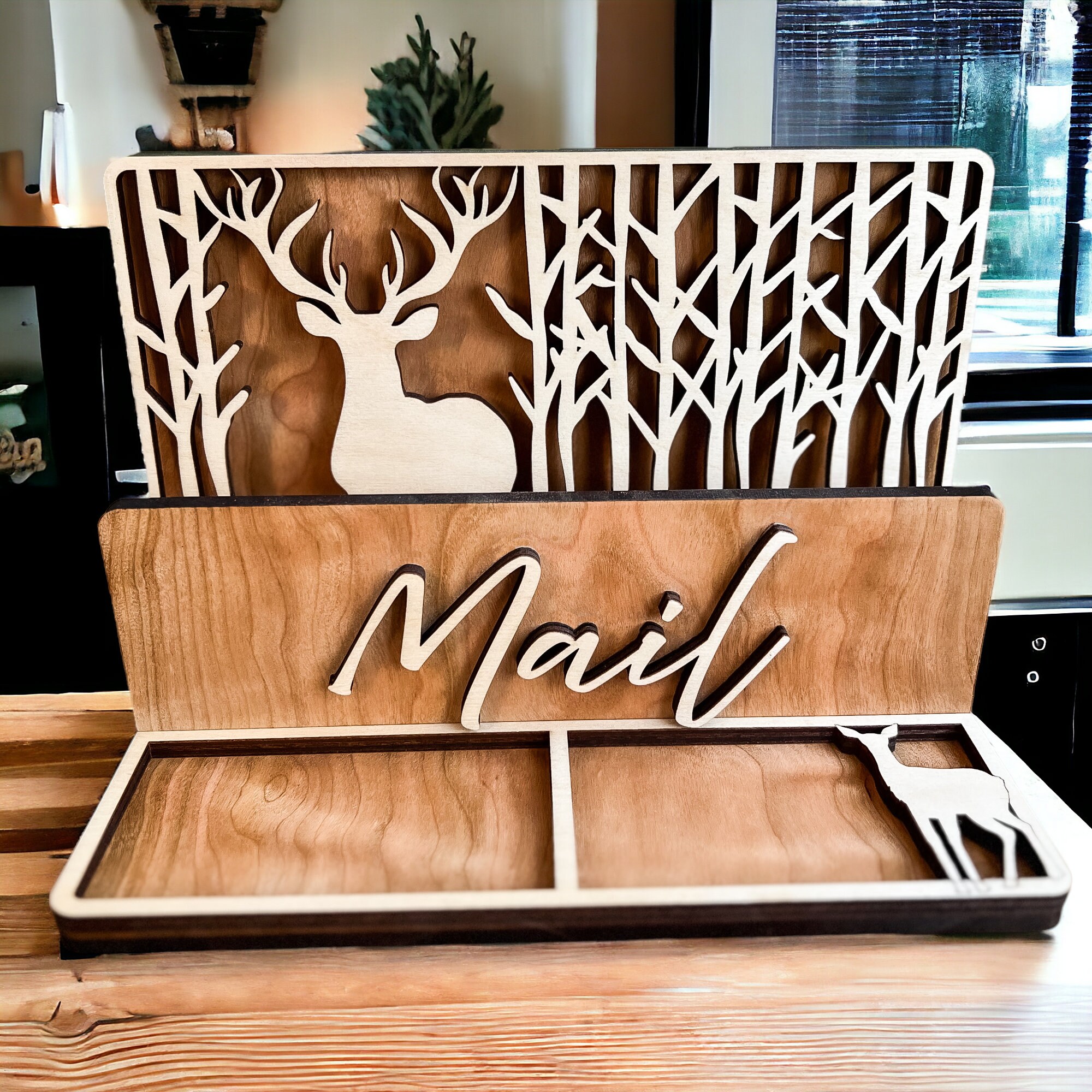 Personalized Wood Mail Holder: Entryway Key and Trinket Organizer - Image 6