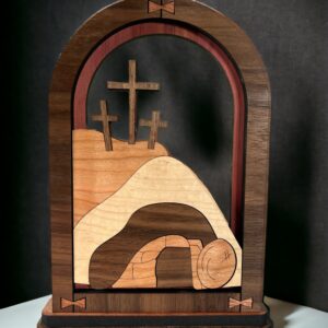 Wooden Easter Scene: He is Risen Empty Tomb Decor
