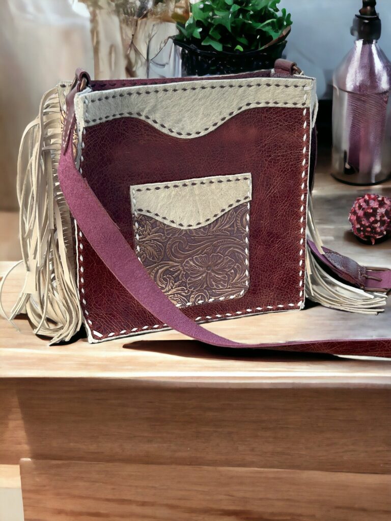Handmade Cowhide Crossbody Bag: Western Fringe Leather Purse