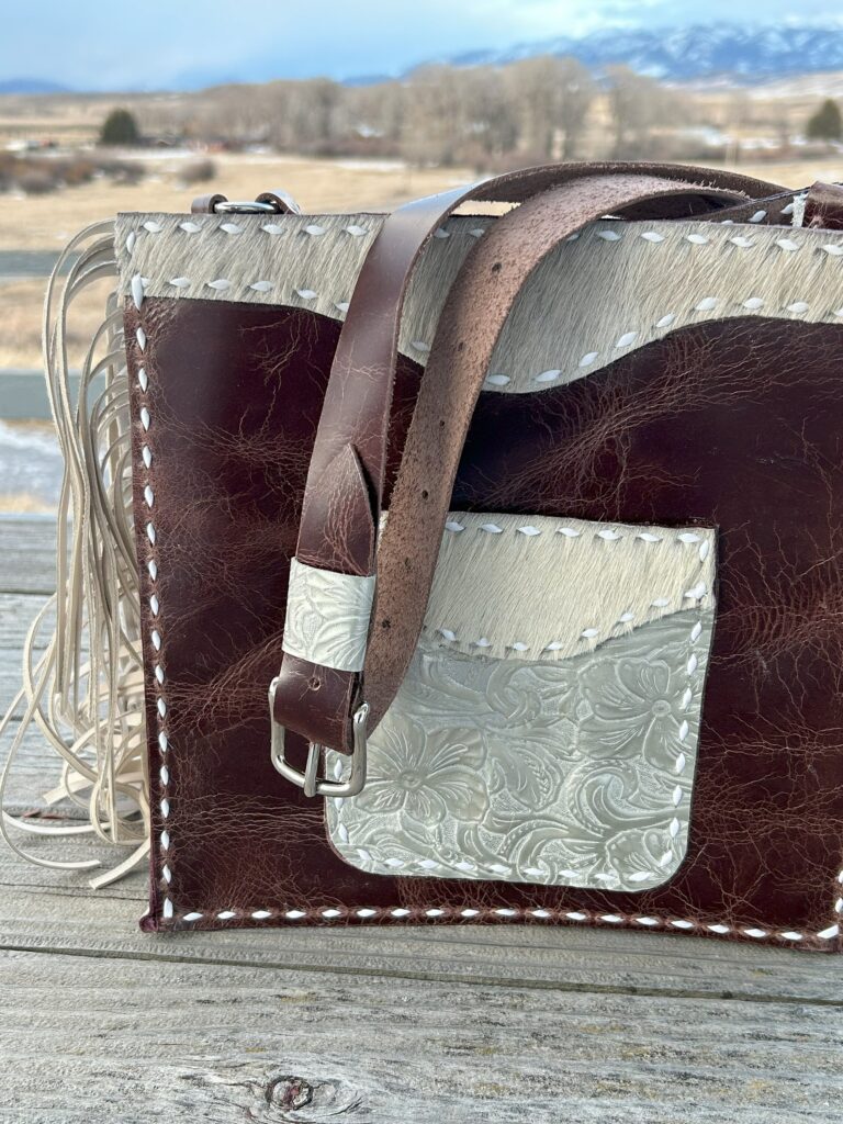 Handmade Cowhide Crossbody Bag: Boho Western Fringe Leather Purse