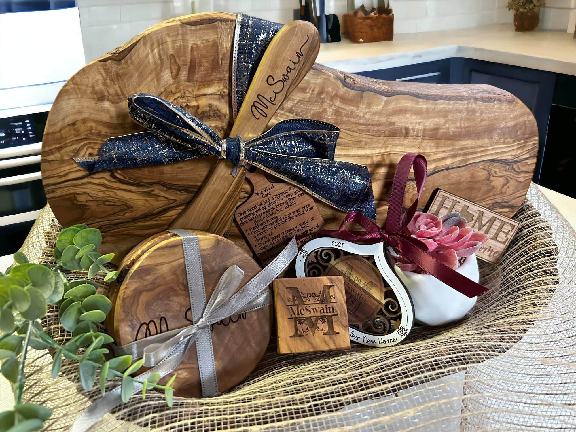 Personalized Housewarming Gift Basket | Real Estate Charcuterie Boards | Closing Gifts | Custom Boards and Coasters - Image 2