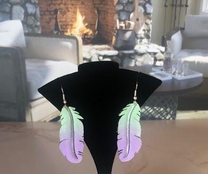 Handmade Leather Feather Earrings: Western Cowgirl Style - Image 2