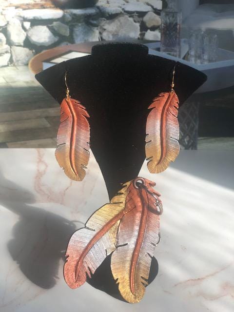 Western Leather Feather Earrings | Cowgirl Boots Accessories - Image 4