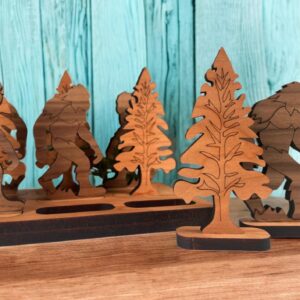 Personalized Wood Tic Tac Toe Game: Bigfoot vs Trees Design